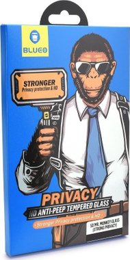 Xham mbrojtës BlueO 5D Mr. Monkey për iPhone X XS 11 Pro, privacy, i zi