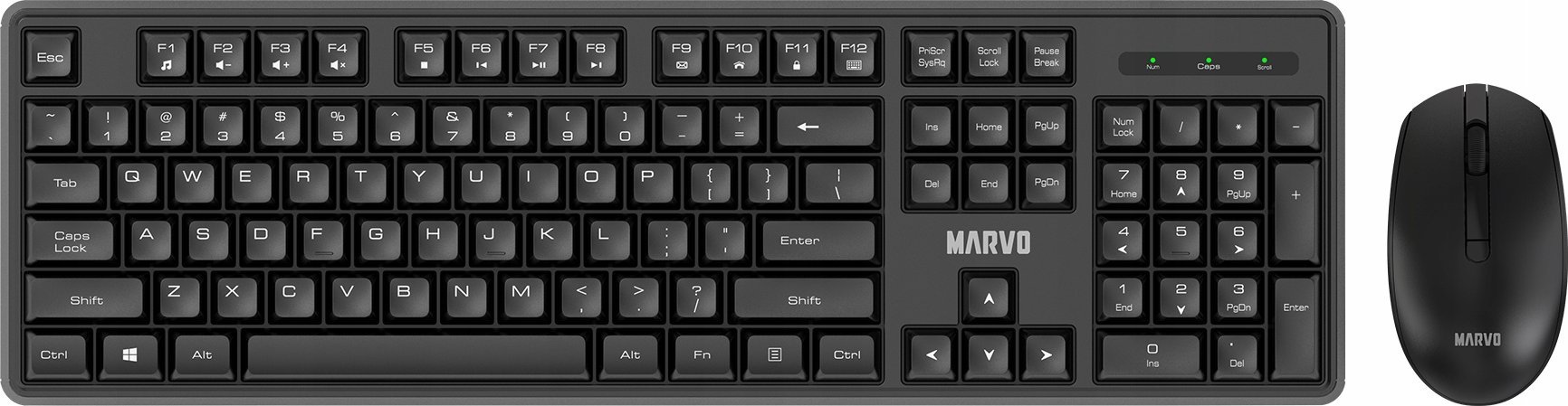 Set tastierë dhe maus Marvo WS005, wireless 2.4GHz, layot US, i zi