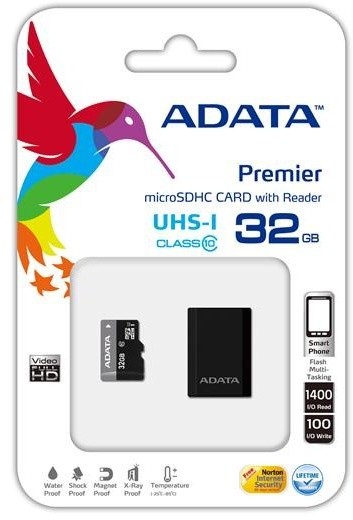 Kartë memorie ADATA micro SDHC Premier UHS-I + lexues kartash USB, 32 GB