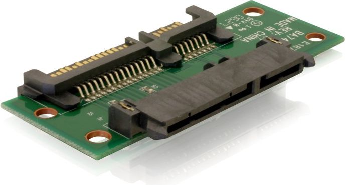Adapter SATA DeLOCK 65092, zgjatues 22 pin në 22 pin, i zi