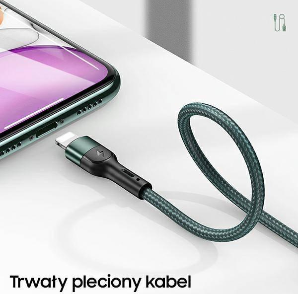 USB кабел Усамс US-SJ575, USB-A во Лајтнинг, 1 m, зелена