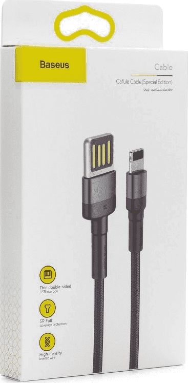 Kabllo Basues USB A - Lightning CALKLF-GG1, 1m, e zezë/hirtë