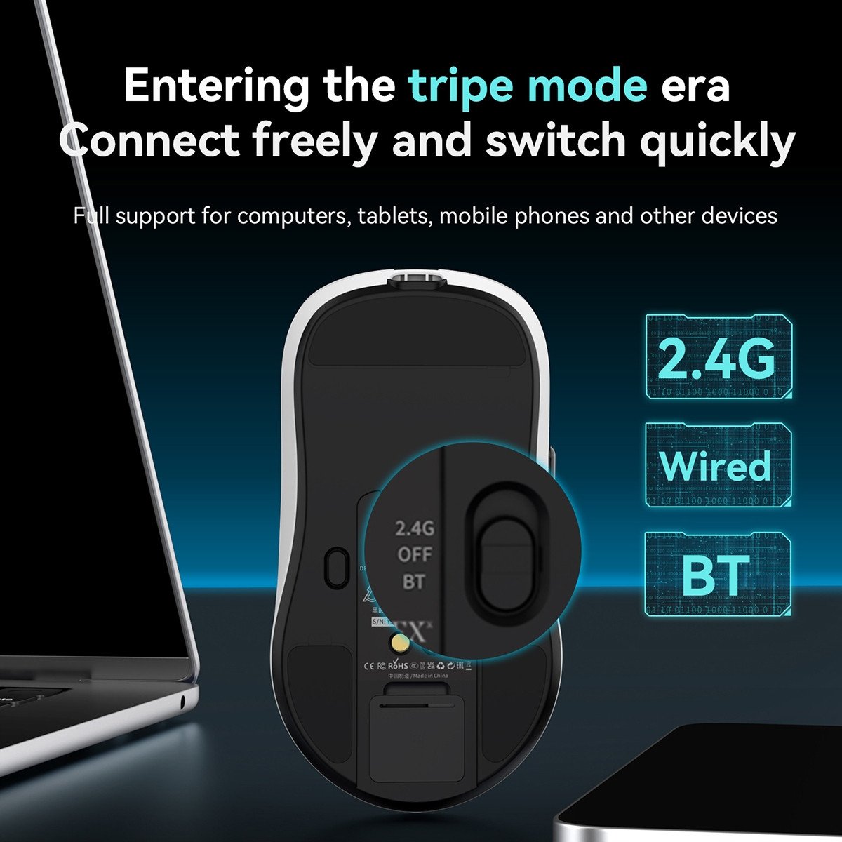 Miush gaming wireless AJAZZ AJ159P MC, sensor PAW3311, 1 kHz polling rate, 56 g, i zi