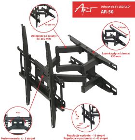 Ѕидна држачка за ТВ Art AR-50, 23\" 60\", до 45 kg, црна