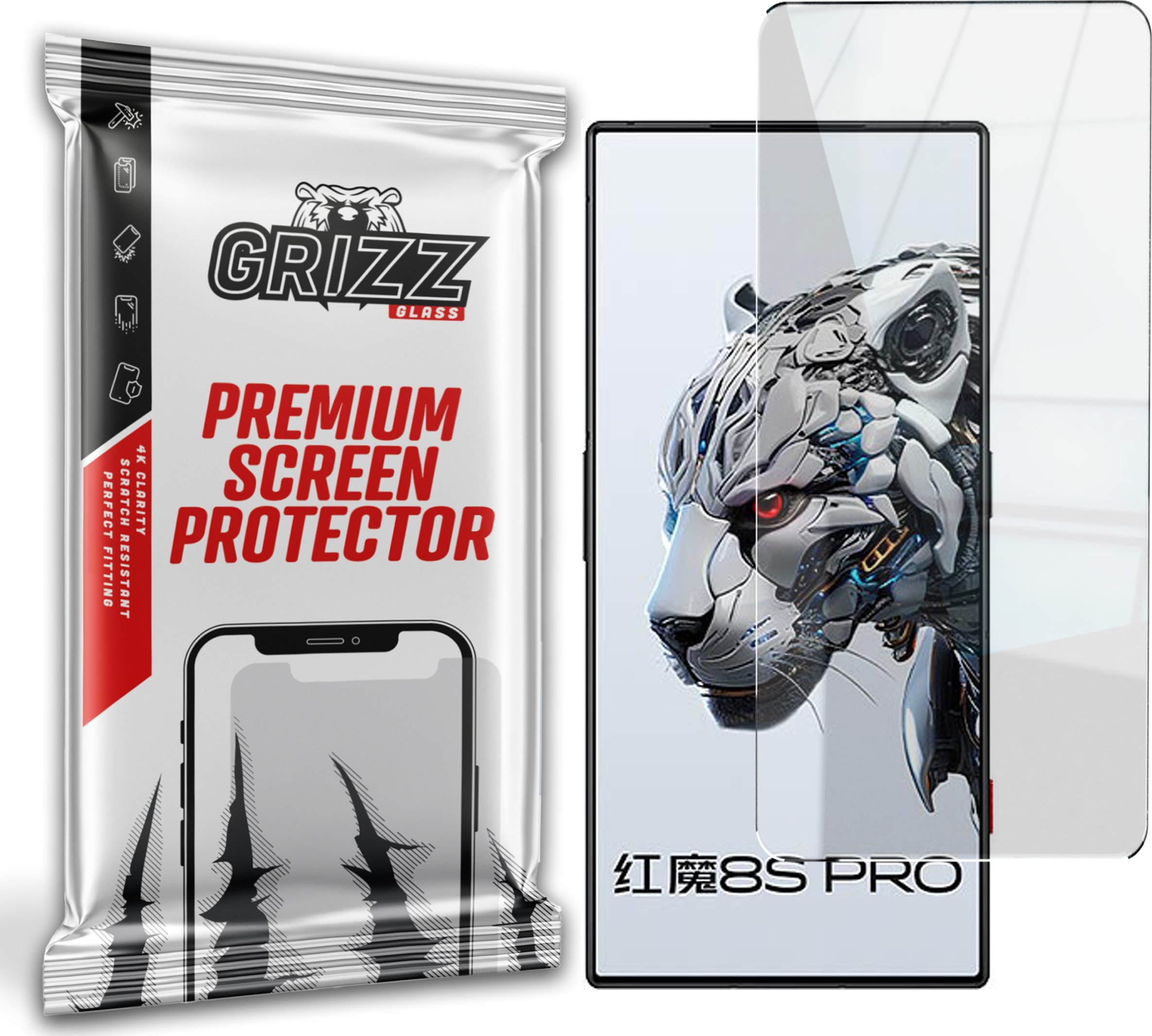 Xham mbrojtës hibrid GrizzGlass HybridGlass, për Nubia Red Magic 8S Pro Plus, transparen