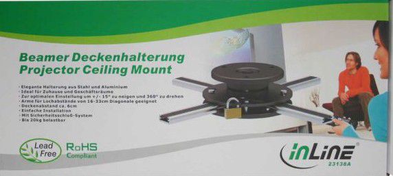 Mbajtës mural për projektor InLine 23138A, rregullues, deri 20 kg, i bardhë