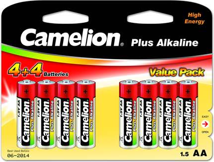 Bateri alkaline Camelion Plus LR6 AA, set 8 copë, 2700 mAh