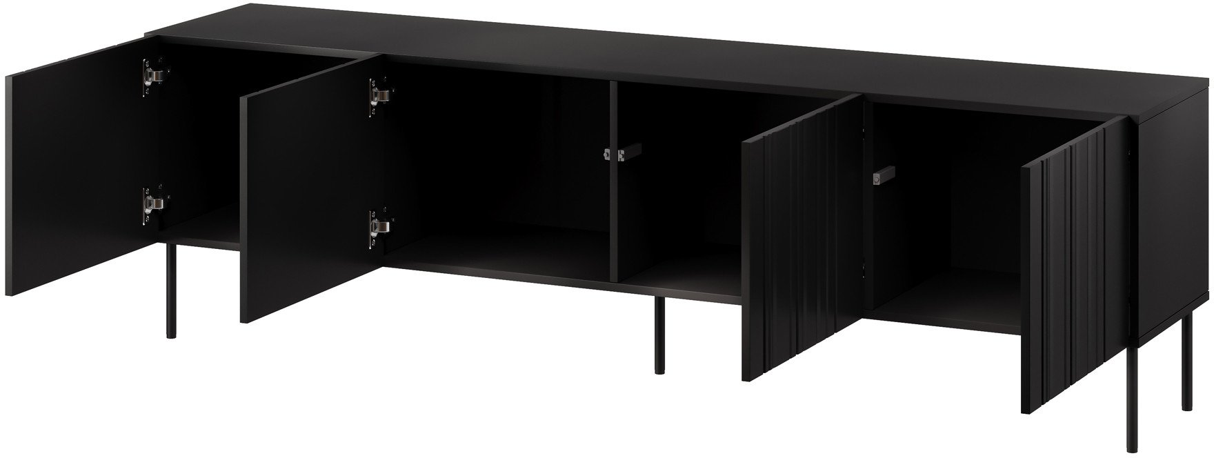 Komodinë TV Cama Meble ISLA, 200x40x60 cm, MDF, e zezë mat