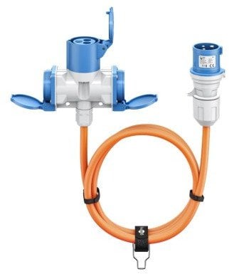 Kabllo adapter karavani Goobay 76231, 1.5 m, CEE në 1x CEE dhe 2x prizë me kontakt mbrojtës, IP44