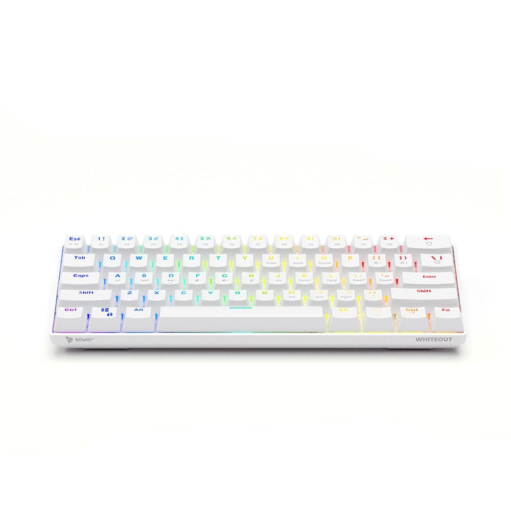 Tastierë mekanike Gaming Savio WHITEOUT, USB, Outemu Blue RGB, e bardhë