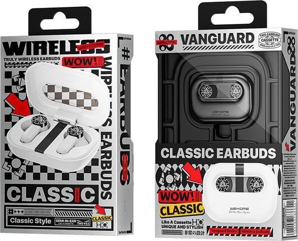 Kufje TWS Wekome VA06 Vanguard, Bluetooth 5.2, kuti karikimi 250mAh, të bardha