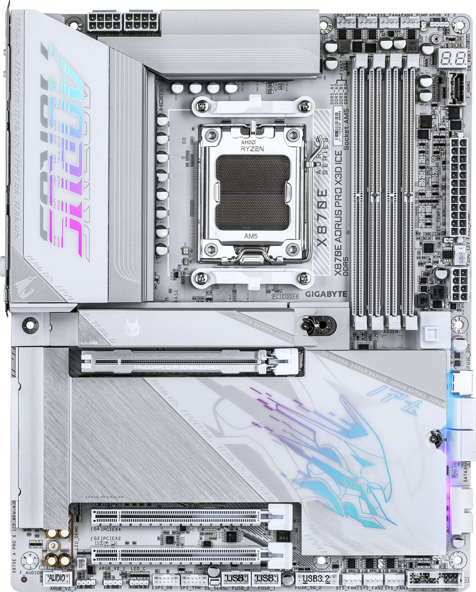 Motherboard GIGABYTE X870E AORUS PRO X3D ICE, DDR5, PCIe 5.0, e bardhë