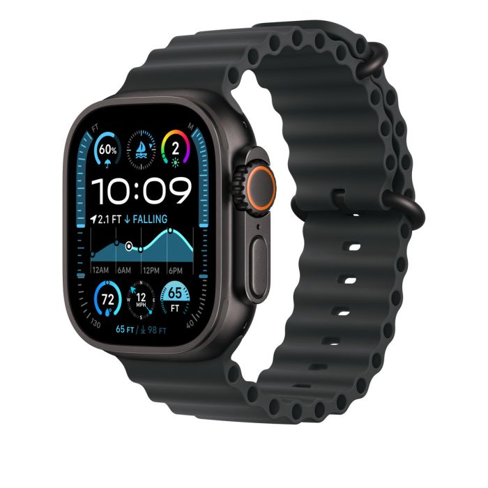 Apple Watch 49mm Band, Black Ocean Band, Black Titanium Finish