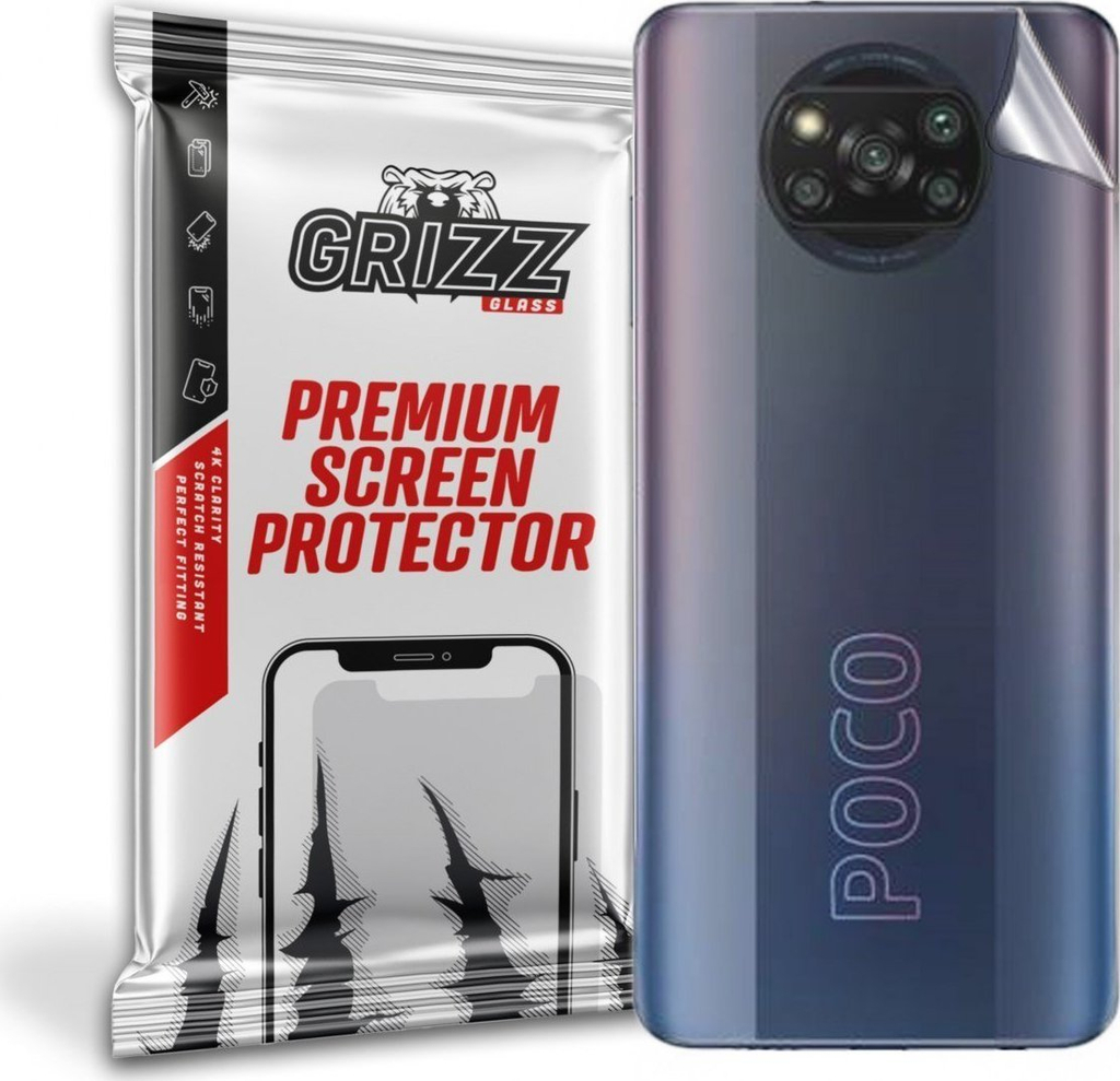 Film mbrojtës për pjesën e pasme GrizzGlass për Xiaomi POCO X3 Pro, UltraSkin, transparent