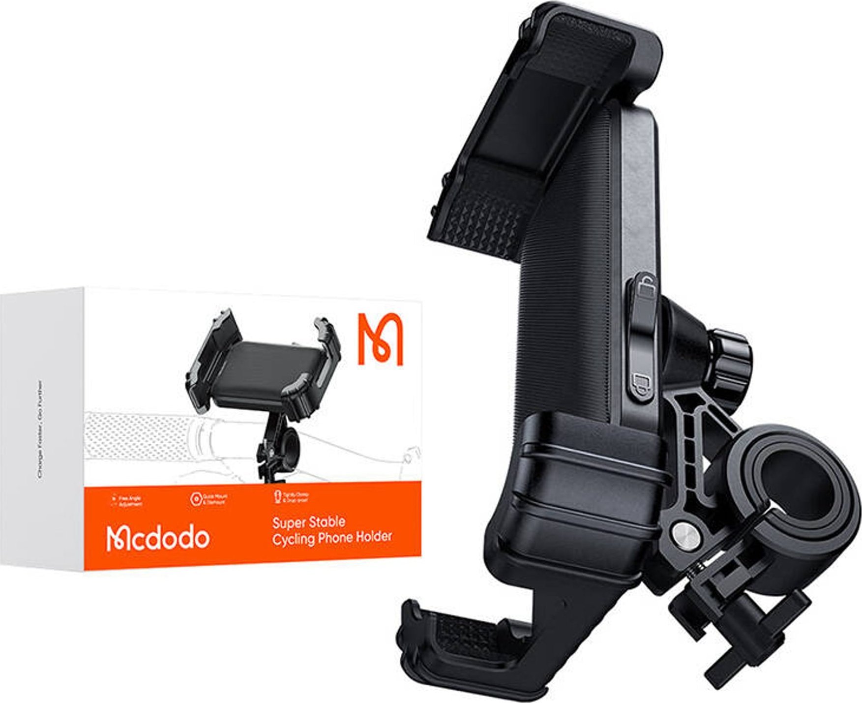 Mbajtëse telefoni për biçikletë Mcdodo Bicycle Phone Holder, rrotullim 360°, për timon biçiklete, e zezë