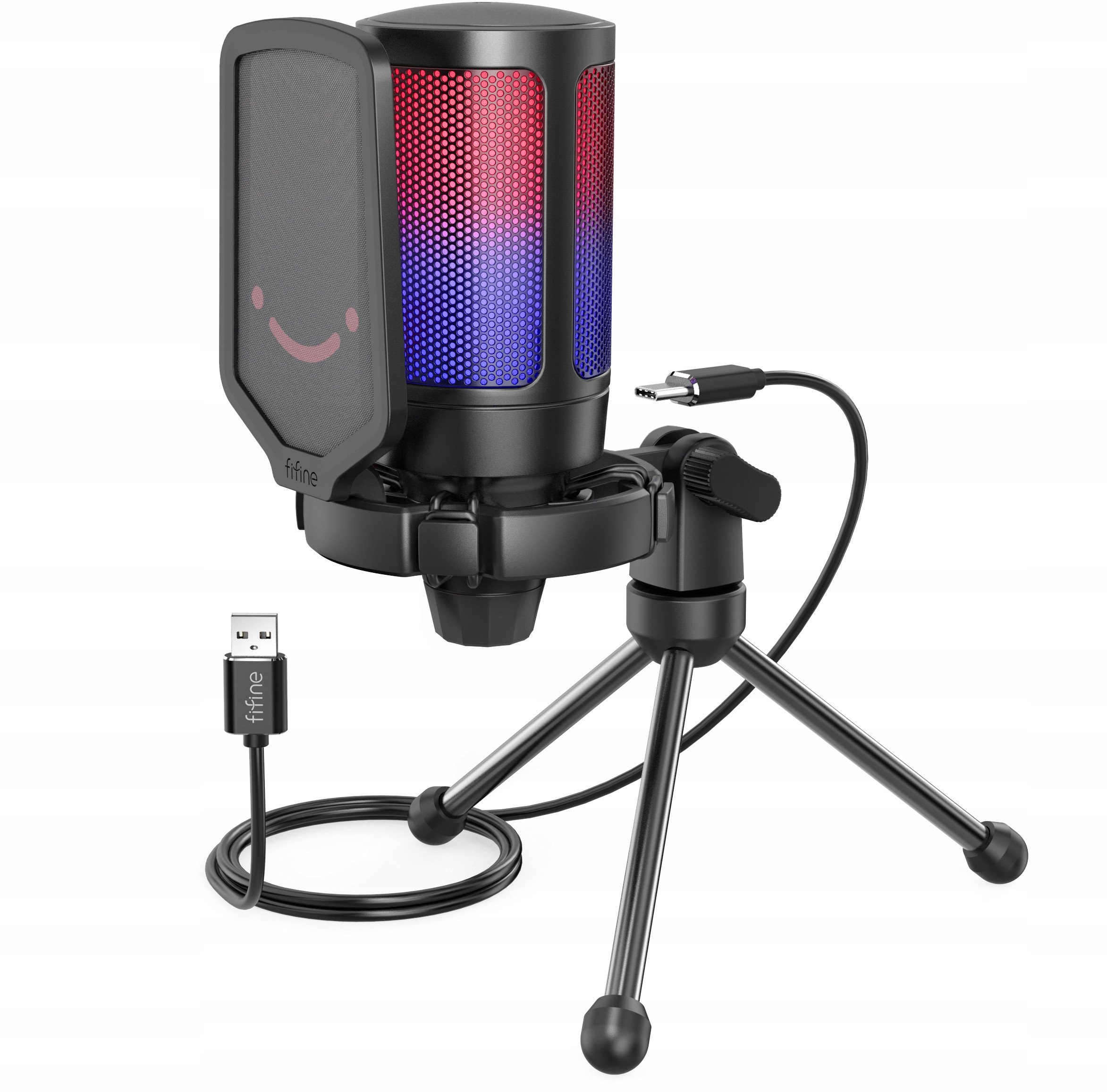 Mikrofon kondenzator Fifine A6V AmpliGame, USB, RGB, i zi