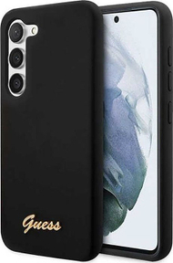 Maskë telefoni Guess Silicone Script Metal Logo për Samsung Galaxy S23 Plus, silikon, e zezë