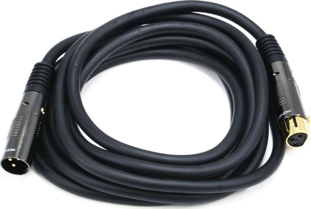 Kabllo audio Monoprice Premier XLR M në XLR F, 16AWG, 10 ft, e zezë