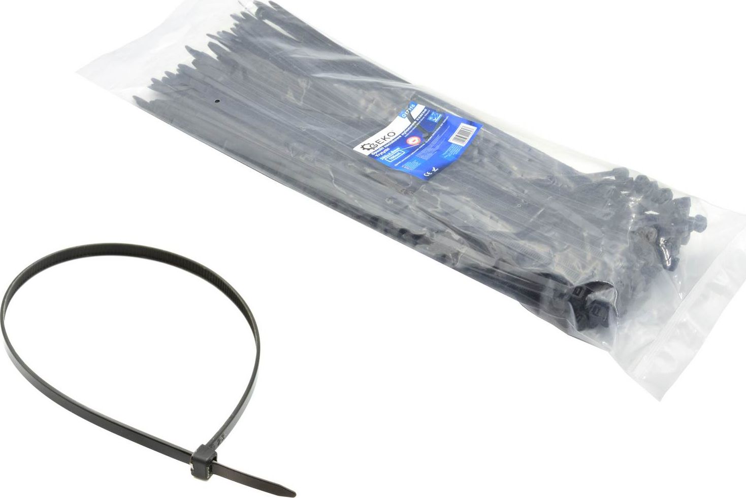 Lidhëse kabllosh nylon GEKO G17113, 185x4.8mm, rezistente ndaj UV, të zeza