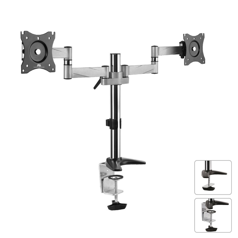 Mbajtëse tavoline për dy monitorë Maclean MC-714, 13-27", 8kg, e zezë