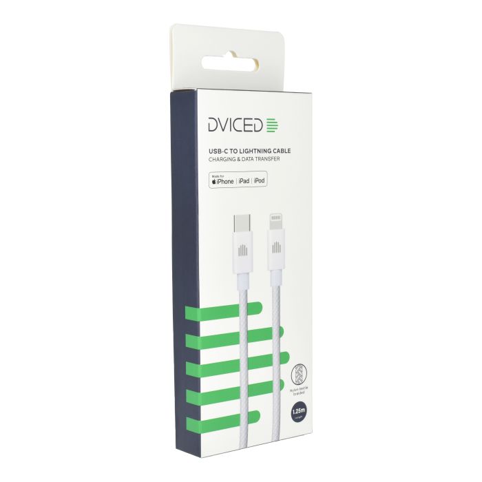 Dviced Cable USB-C To Lightning Nylon Textile 1,25M, White