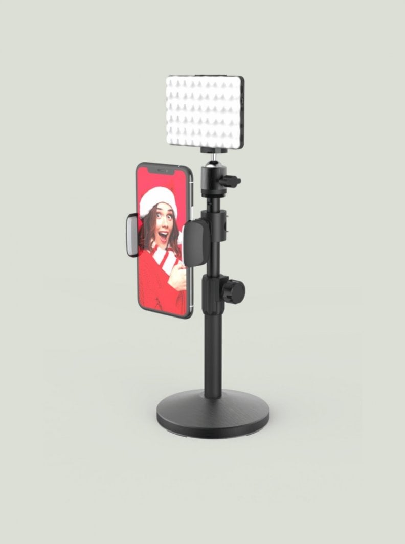 Tripod DigiPower Achiever Video Call Pro Kit, dritë LED 60, rregullim lartësie, i zi