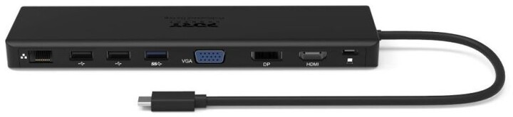 Docking station PORT CONNECT 11në1, 1x4K, RJ45, HDMI, Display Port, VGA, USB-C 100W, 4xUSB-A, micro / SD, i zi