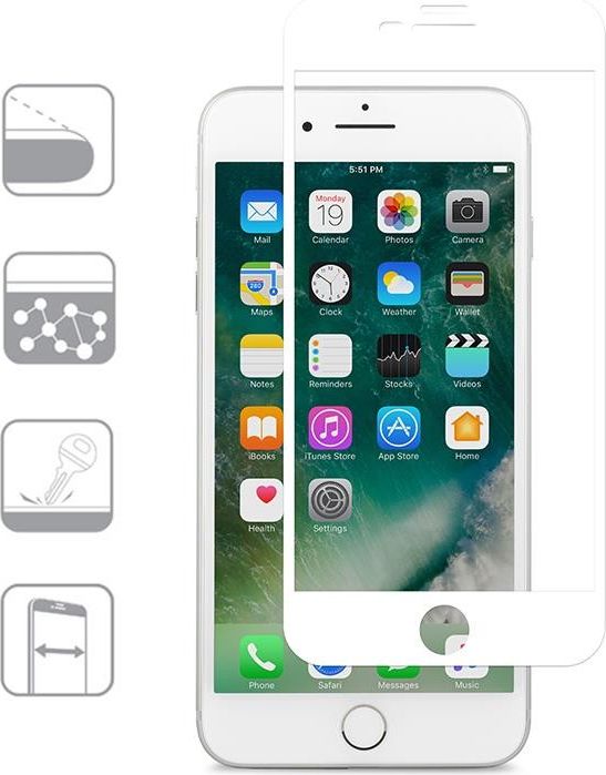 Xham mbrojtës Moshi Moshi IonGlass për iPhone 8 Plus 7 Plus 6s Plus 6 Plus, 0.3mm, i bardhë