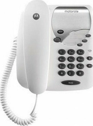 Telefon fiks Motorola CT1, me kabllo, me 3 butona shkurtesë, i bardhë