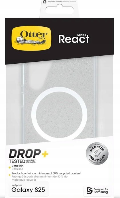 Mbulesë telefoni Otterbox React për Samsung Galaxy S25, me magnetë, Stardust transparente