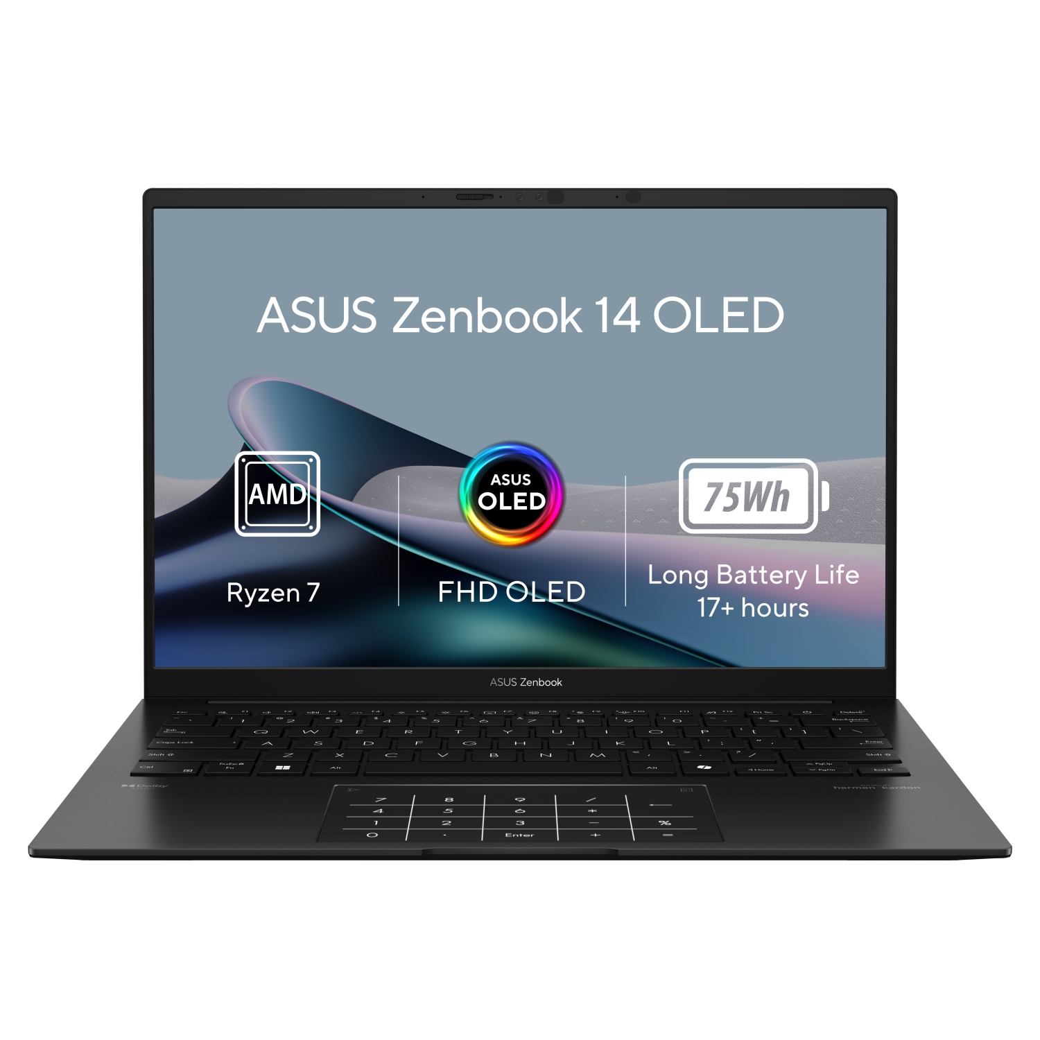 Laptop ASUS Zenbook 14 OLED UM3406HA, AMD Ryzen 7 8840HS, 14\", 16GB RAM, 1TB SSD, AMD графика, Windows 11 Pro, црн