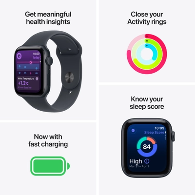 Apple Watch SE 3 GPS 44mm Starlight Aluminium Case with Starlight Sport Band, S/M