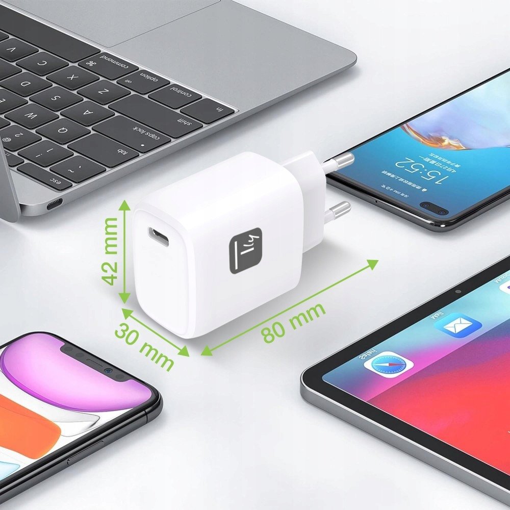 Karikues muror Techly GaN USB C, 20W, portë USB C, i bardhë