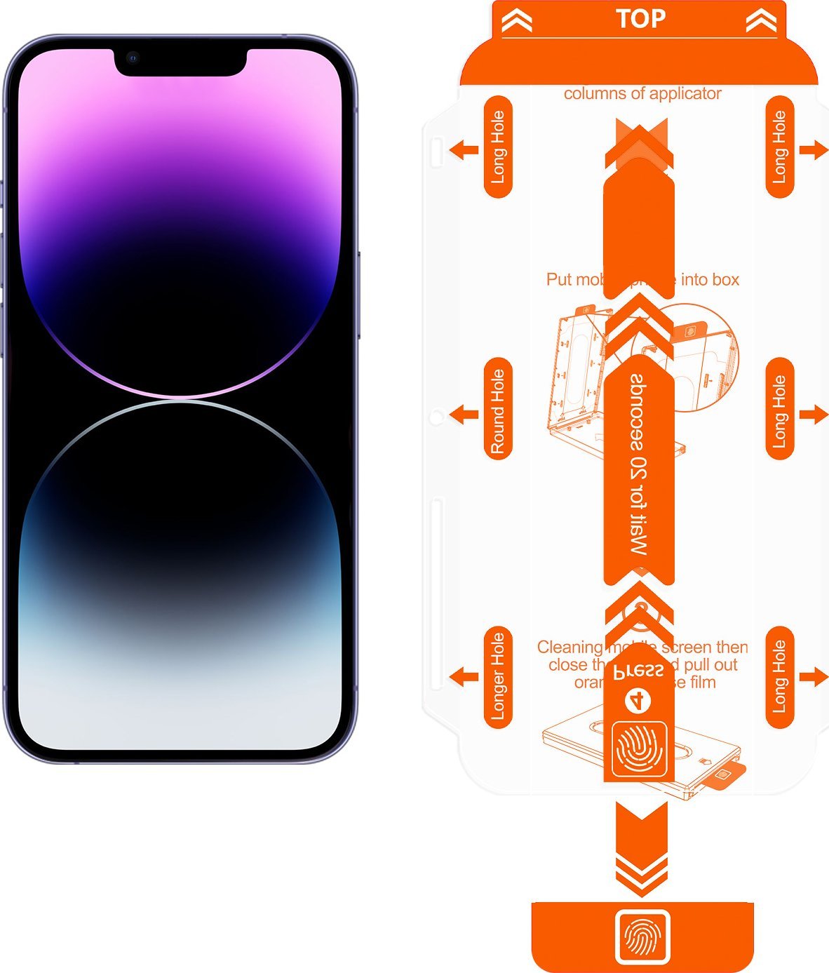 Xham mbrojtës Mobile Origin për iPhone 14 13 13 Pro, 9H, 2 copë, transparent