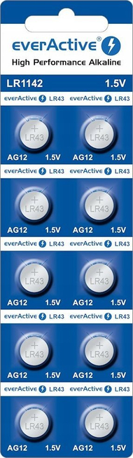 Bateri alkaline everActive AG12 LR43, 1.5V, set 20 copë