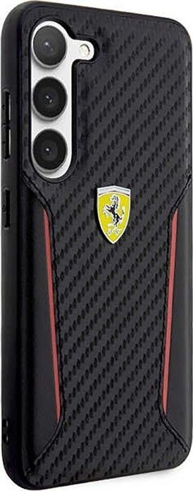 Maskë telefoni Ferrari Carbon Contrast Edges Samsung Galaxy S23 Plus, plastike, e zezë