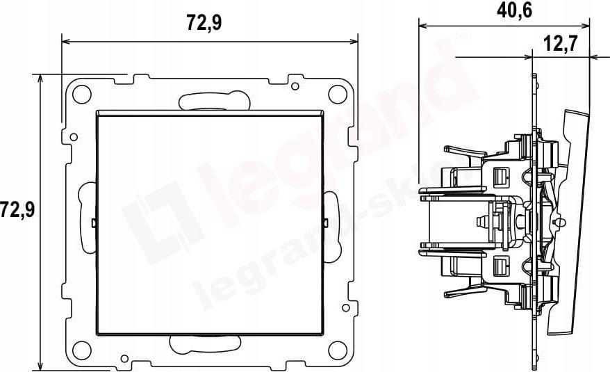 Çelës shkallësh i dyfishtë Legrand SUNO 721408, 10AX 250V, terminale automatike, i zi