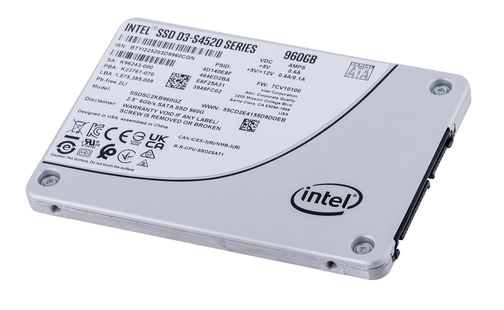 Disk SSD Intel D3-S4520, 960GB, 2.5" SATA