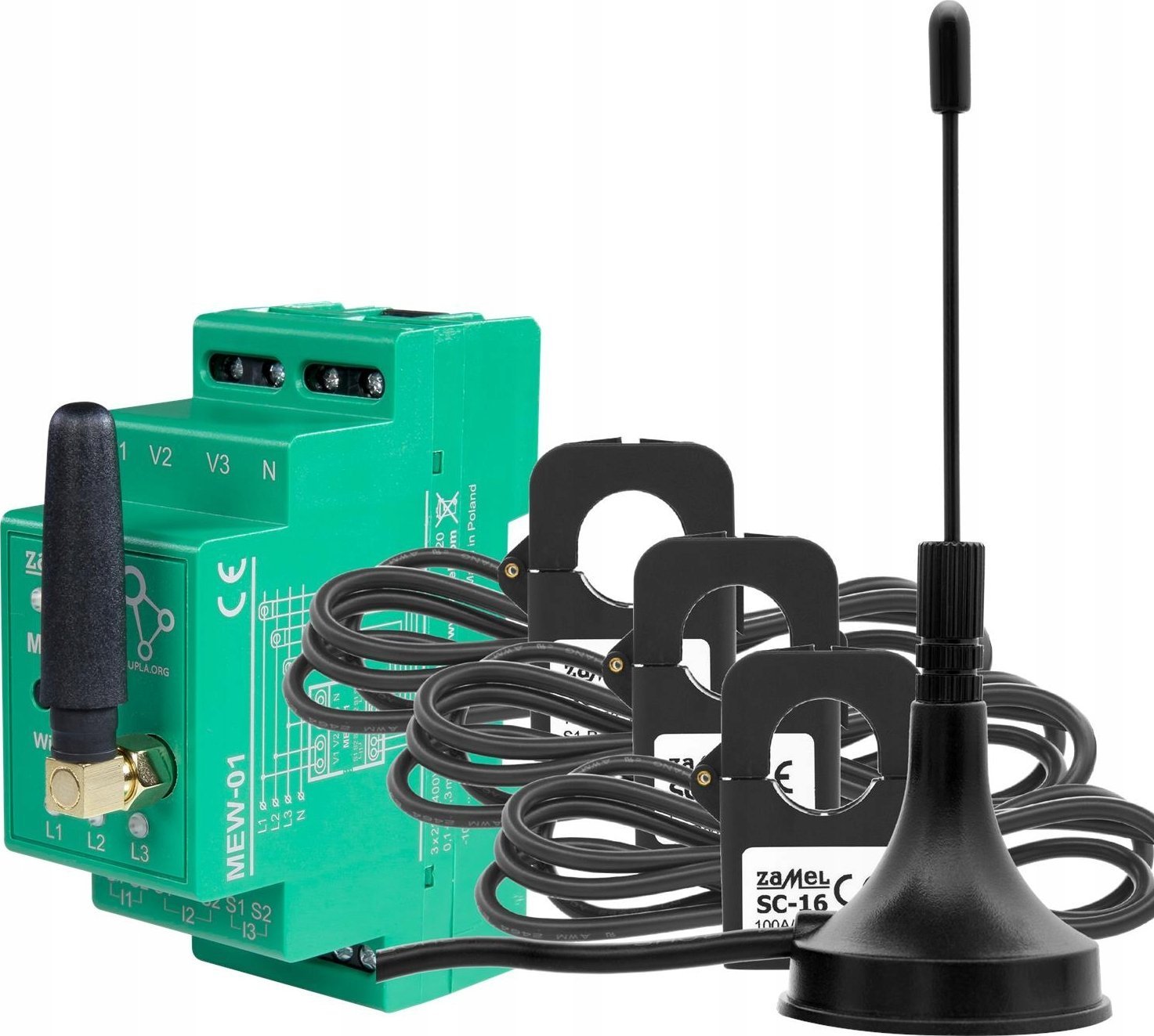 Monitor energjie elektrike Zamel SPL10000031 MEW-01/ANT, Wi‑Fi 3 faza, 100A, i gjelbër