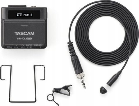 Regjistrues audio Tascam DR-10L Pro, 32-bit float, me mikrofon lavalier, i zi