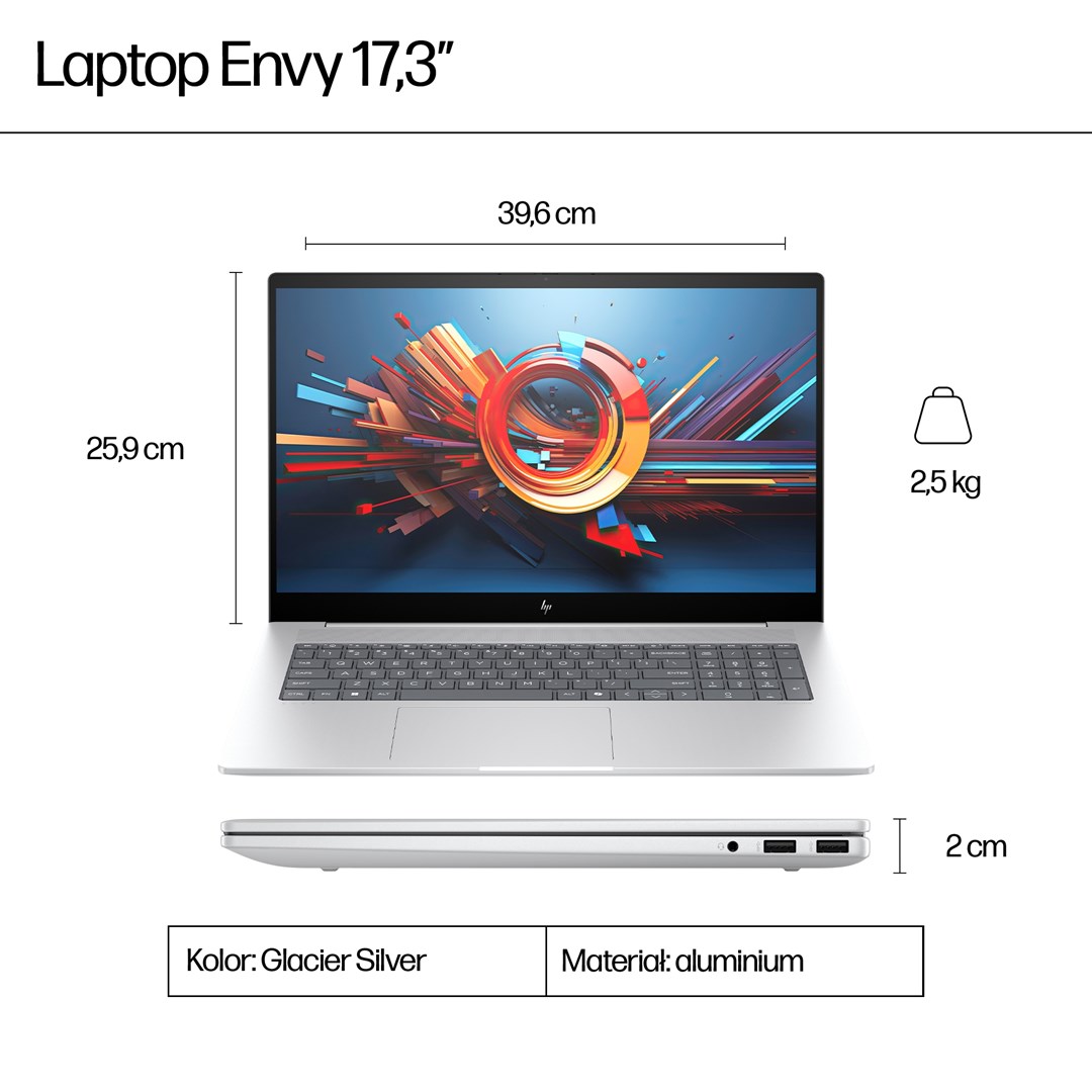 Лаптоп HP ENVY 17-da0004nw, 17.3", Intel 155H, 16 GB RAM, 1 TB SSD, i argjendtë