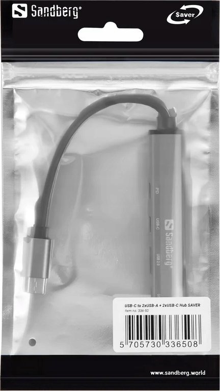 Hub USB Sandberg USB C to 3xUSB A 2xUSB C Saver, 5 porta, PD 65W, gri