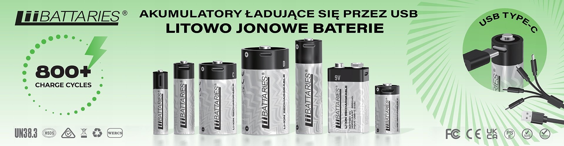 Полначливи батерии LiiBatteries 18650, 2000mAh, USB Type C, 2 парчиња
