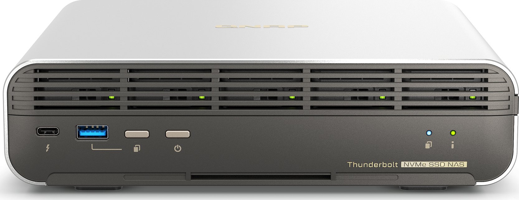 NAS Qnap TBS H574TX I3 12G, 5 bay SSD NVMe, Thunderbolt 4, gri metalik