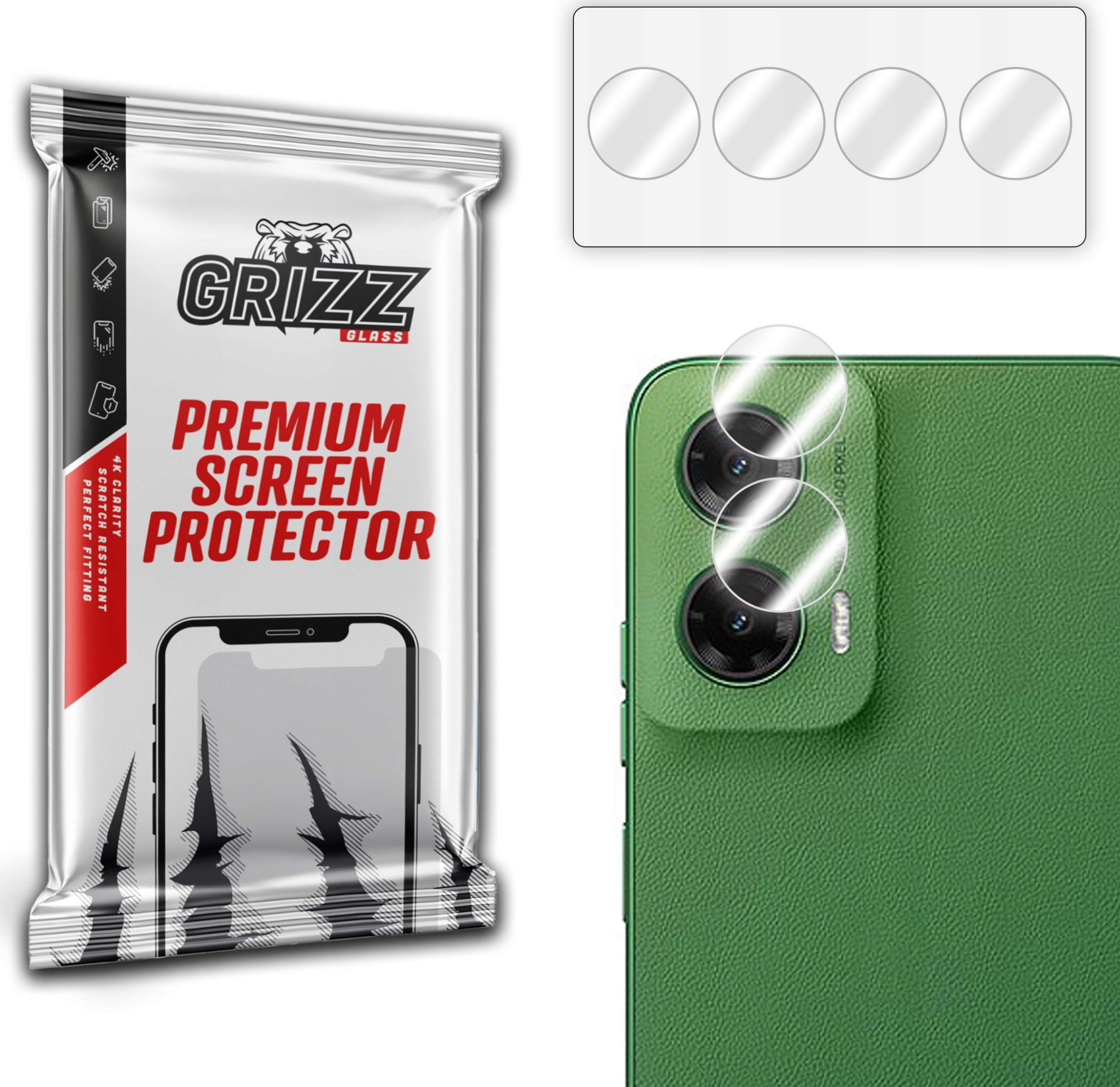 Xham mbrojtës kamerë GrizzGlass HybridGlass për Motorola Moto G55, set 2 copë, transparent