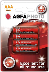 Батерии Agfa Heavy Duty AAA R03, цинк-јаглерод, пакување 4 парчиња