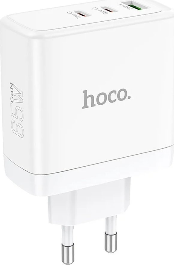 Полнач за ѕид Hoco N30, 65W GaN, 2x USB C 1x USB A PD QC, бел