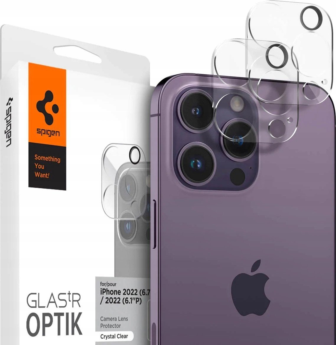 Mbrojtës kamere Spigen Optik.tr për Apple iPhone 14 Pro 14 Pro Max, xham i temperuar, transparencë e lartë, transparent