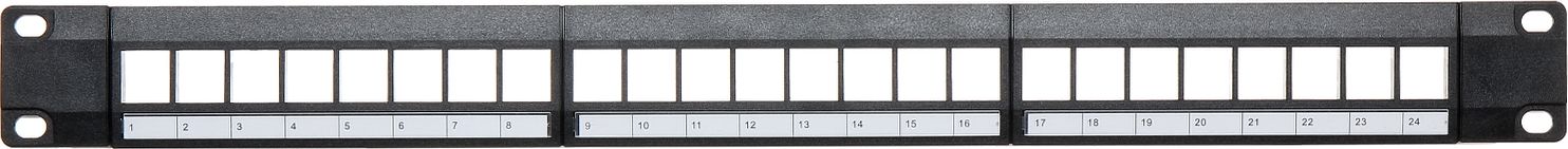 Panel patch Keystone PP-24/FX/C1, 24 porta, për rack, i zi