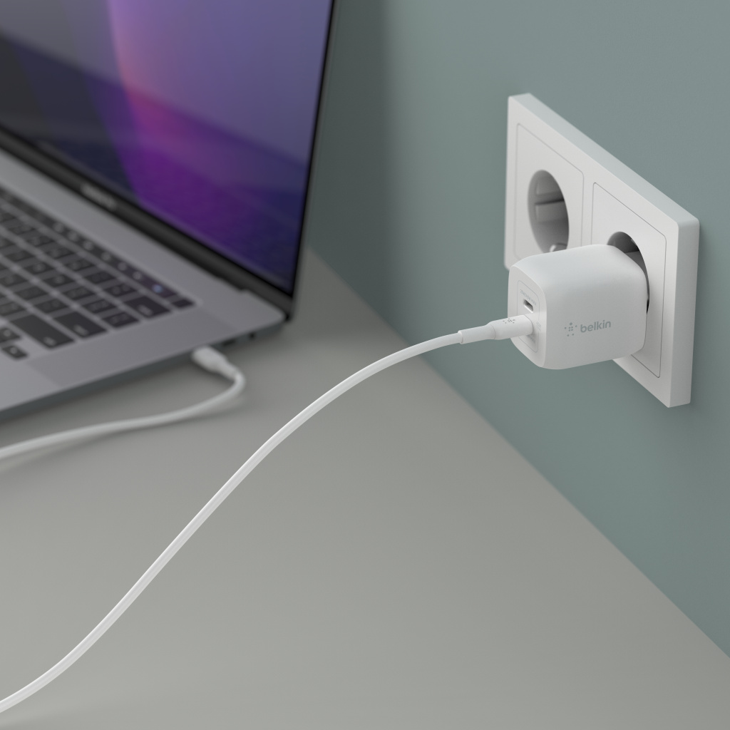 Karikues Belkin 45W PD PPS Dual USB-C GaN, i zi
